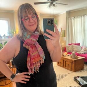 Anthropologie vibrant multi-color Missoni inspired scarf with fringe